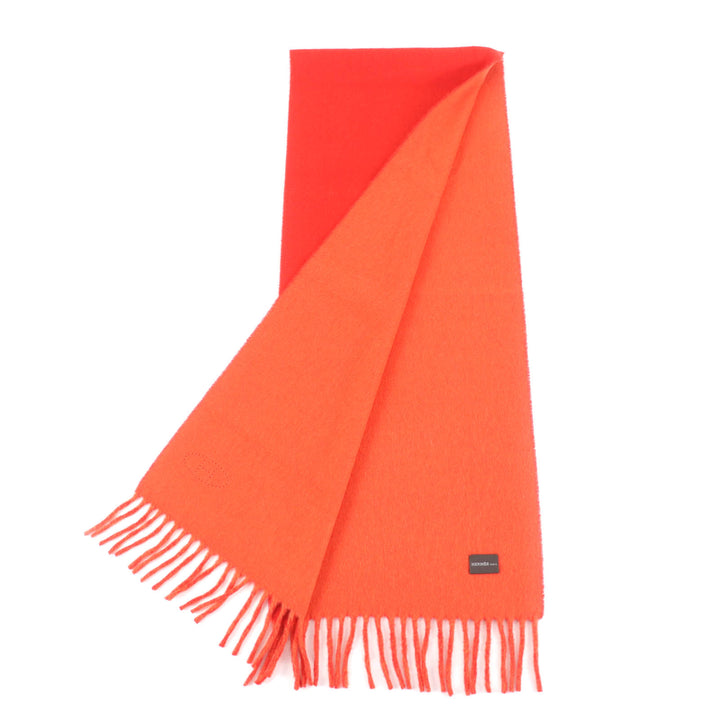 Excellent HERMES Scarf Reversible H-logo perforated fringe cashmere Women