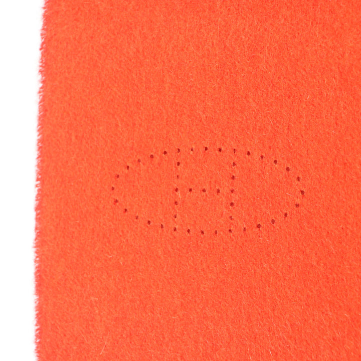 Excellent HERMES Scarf Reversible H-logo perforated fringe cashmere Women