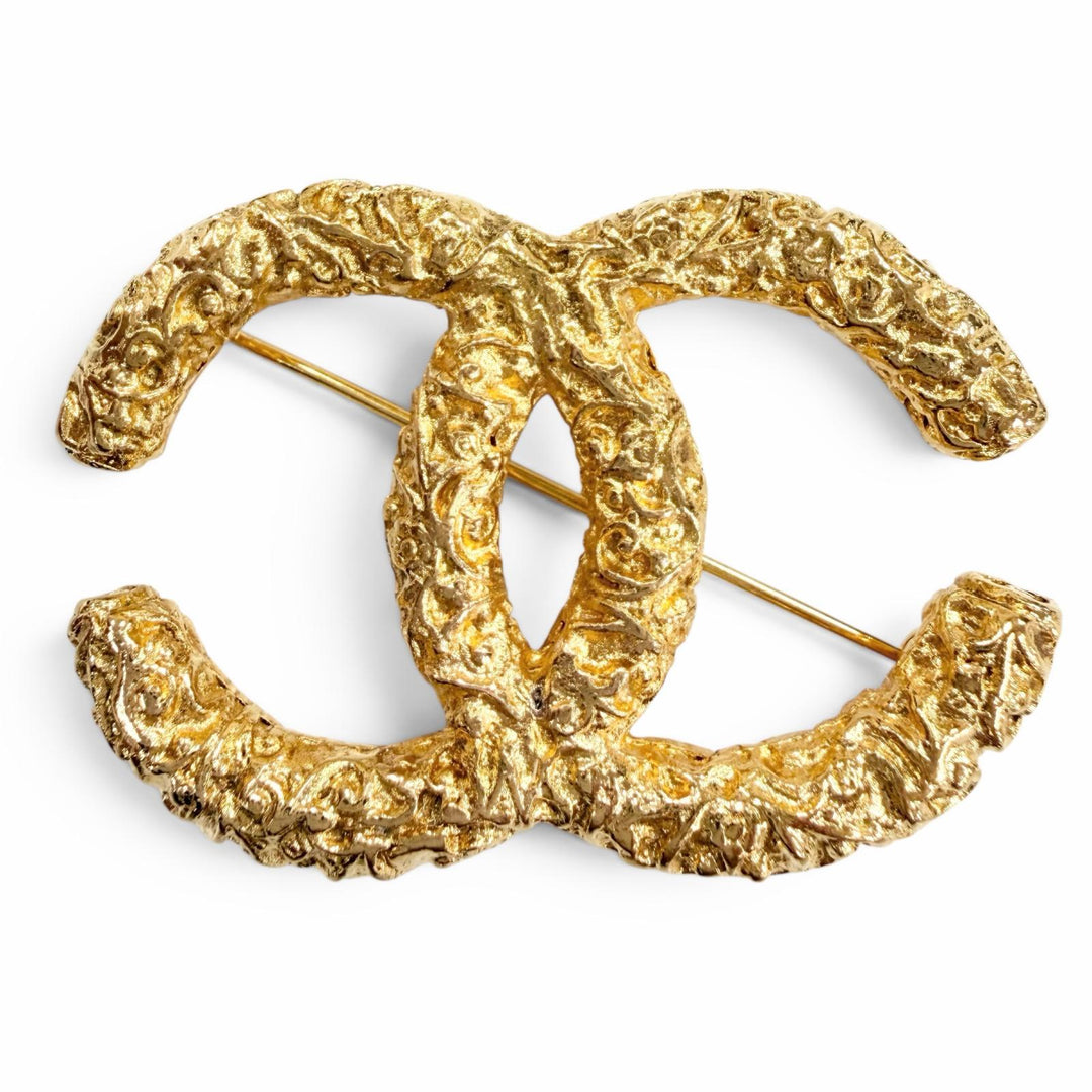 Great CHANEL Brooch COCO Mark Lava gold Women 93A