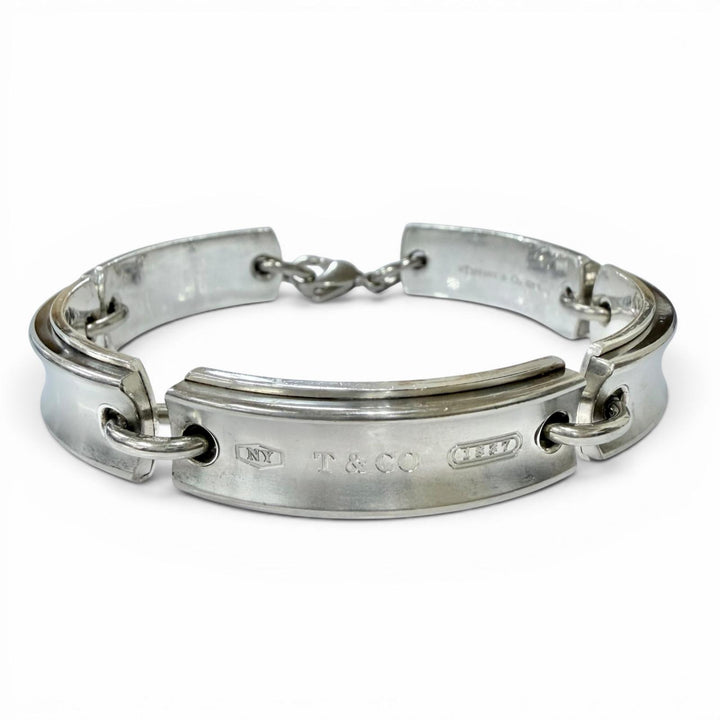 Great TIFFANY&Co. bracelet 1837 Plate Link Silver 925 Women