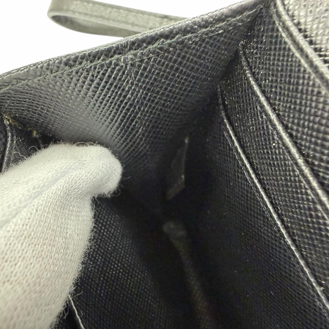 Great PRADA Card Case Leather pass case with strap, logo, jewels, and studs.