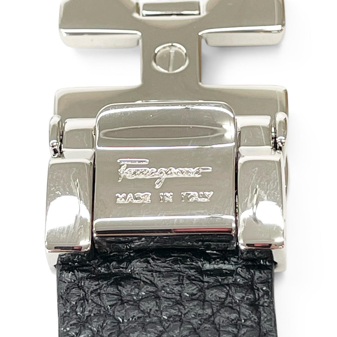 Pristine Salvatore Ferragamo belt Double Gancini reversible Navy leather mens