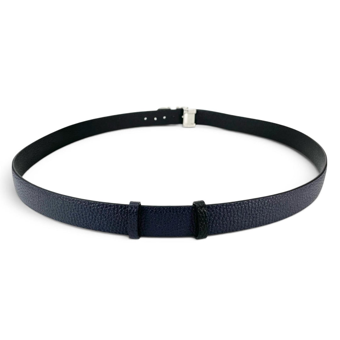 Pristine Salvatore Ferragamo belt Double Gancini reversible Navy leather mens