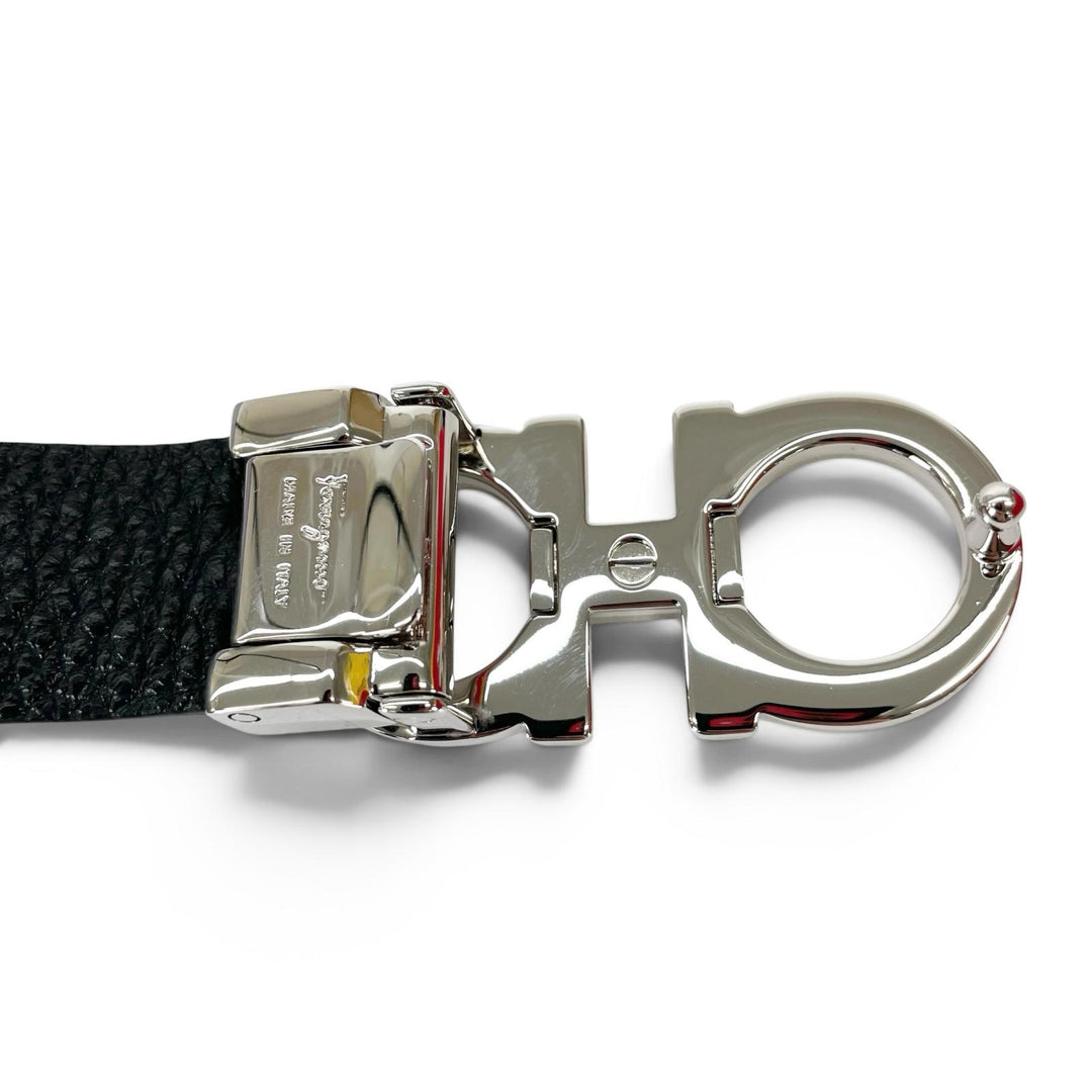 Pristine Salvatore Ferragamo belt Double Gancini reversible Navy leather mens