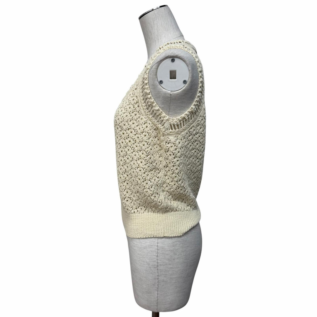 Excellent CHANEL knit Ivory cotton Women 38 P63065