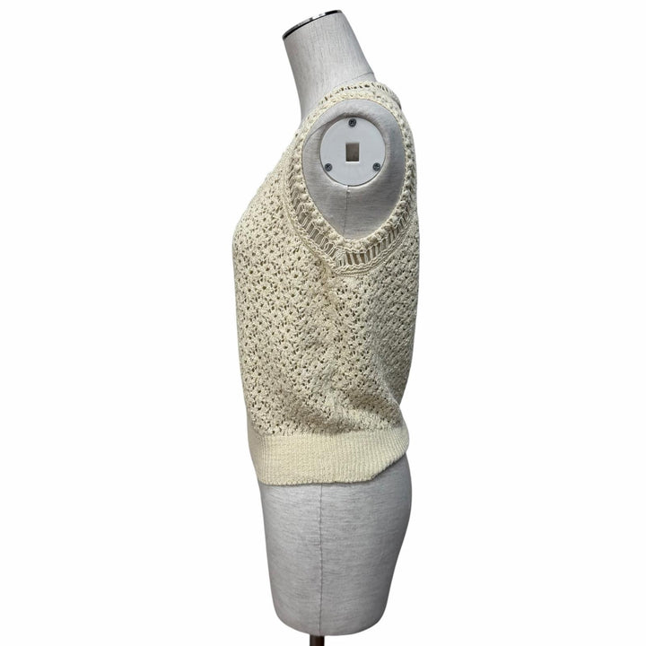Excellent CHANEL knit Ivory cotton Women 38 P63065