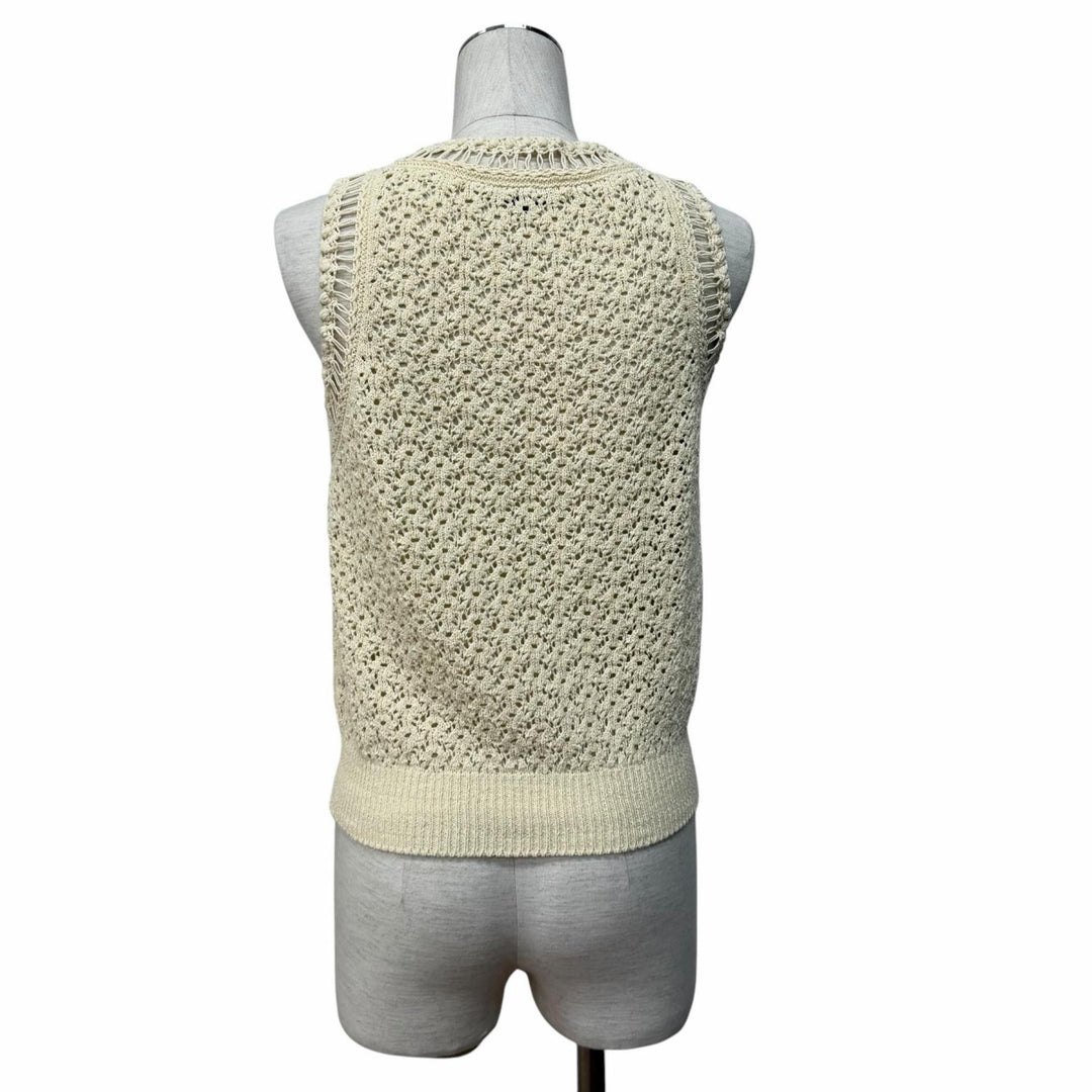 Excellent CHANEL knit Ivory cotton Women 38 P63065