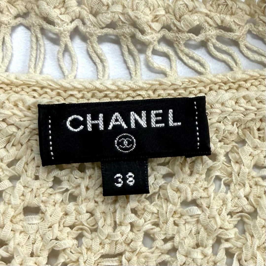 Excellent CHANEL knit Ivory cotton Women 38 P63065