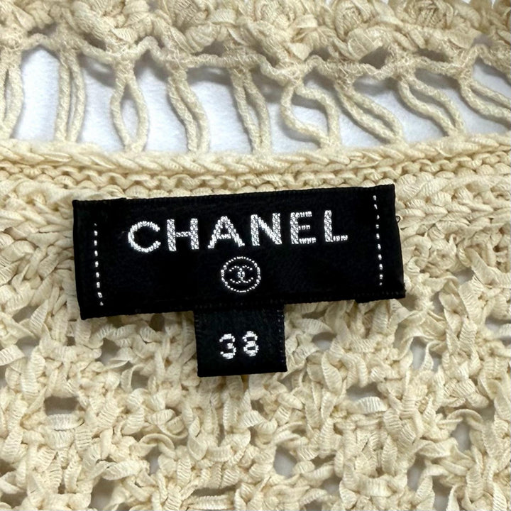 Excellent CHANEL knit Ivory cotton Women 38 P63065