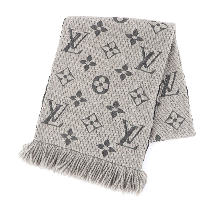 Great LOUIS VUITTON Scarf Escalp Logo Mania With fringe Gurege wool Women