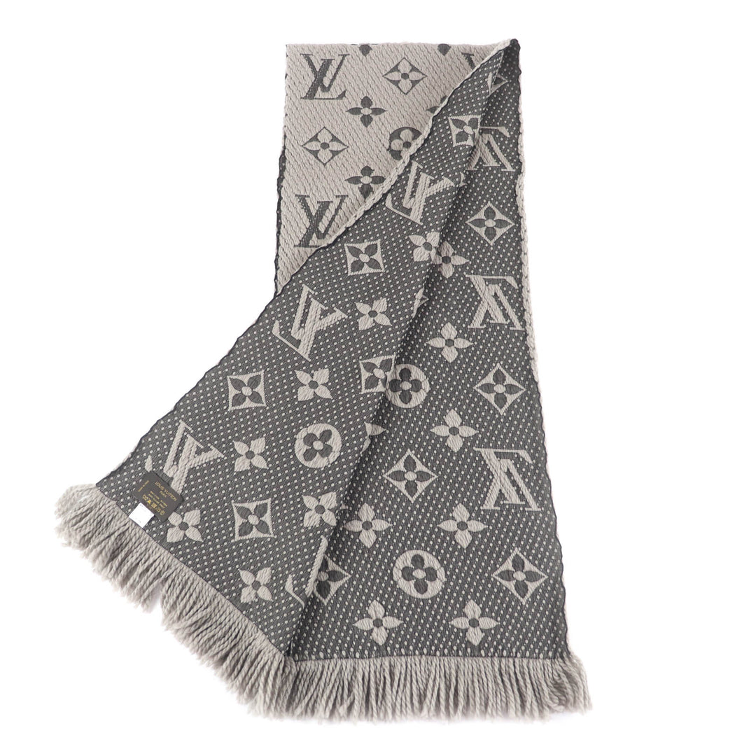 Great LOUIS VUITTON Scarf Escalp Logo Mania With fringe Gurege wool Women