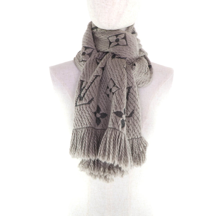 Great LOUIS VUITTON Scarf Escalp Logo Mania With fringe Gurege wool Women