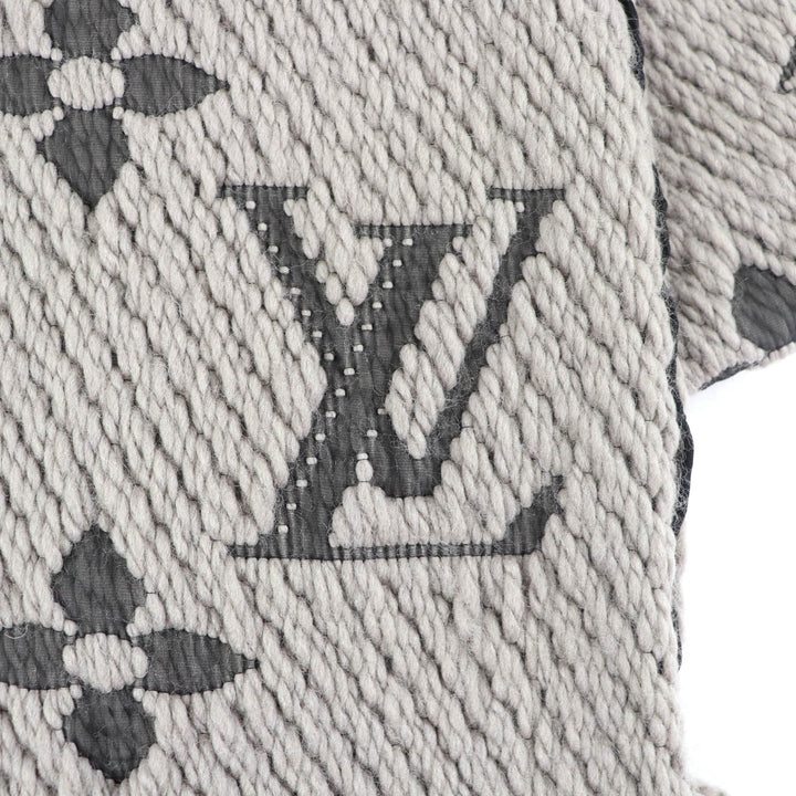 Great LOUIS VUITTON Scarf Escalp Logo Mania With fringe Gurege wool Women