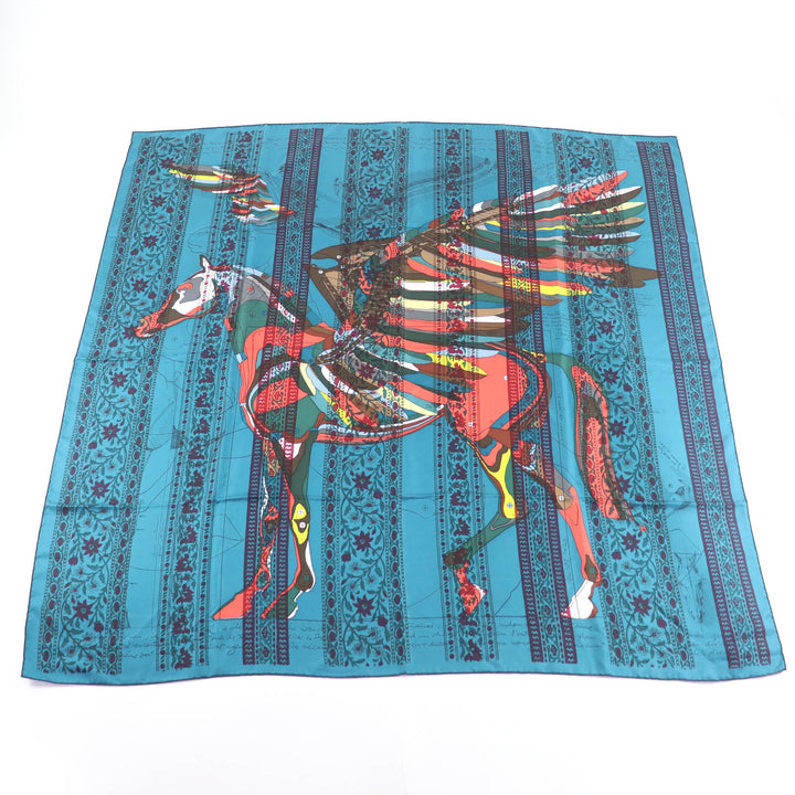 Excellent HERMES scarf LE PEGASE D HERMES - Hermès' Pegasus Caregean Multi silk