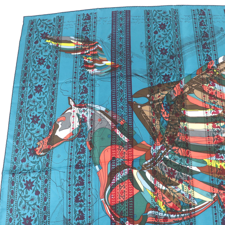 Excellent HERMES scarf LE PEGASE D HERMES - Hermès' Pegasus Caregean Multi silk