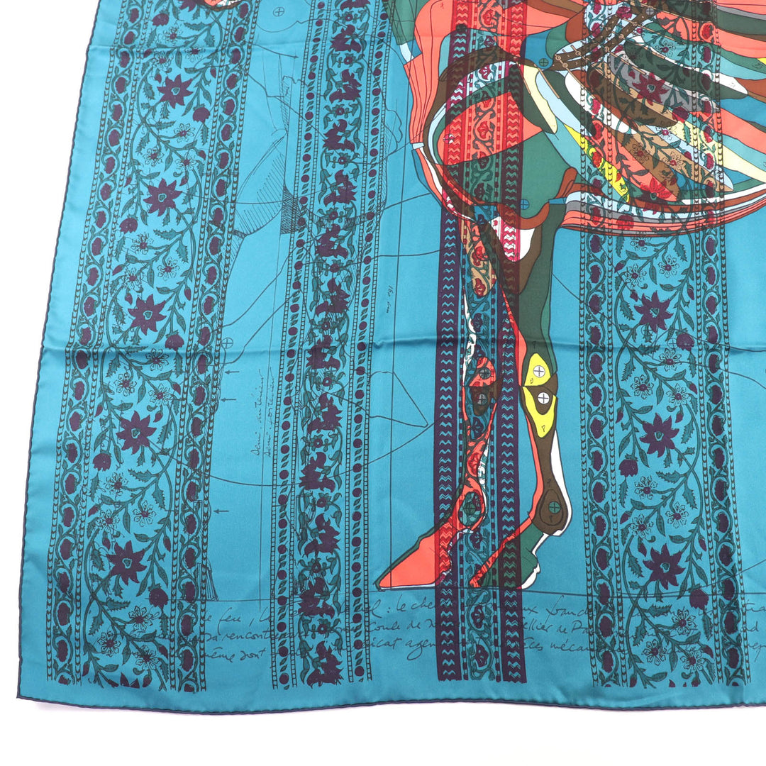 Excellent HERMES scarf LE PEGASE D HERMES - Hermès' Pegasus Caregean Multi silk
