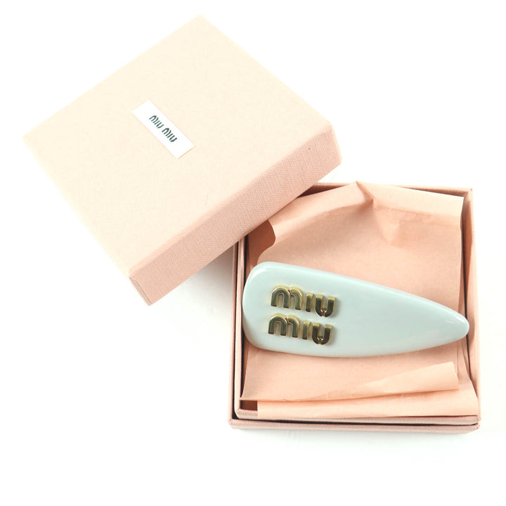 Great Miu Miu Valletta patent leather hair clip With Metal Logo Women 5IF092