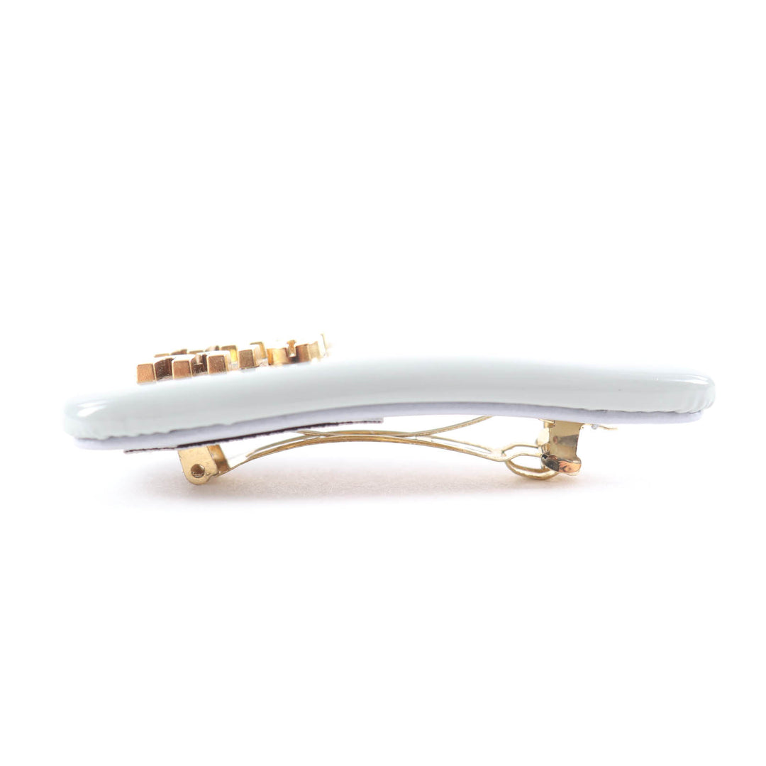Great Miu Miu Valletta patent leather hair clip With Metal Logo Women 5IF092