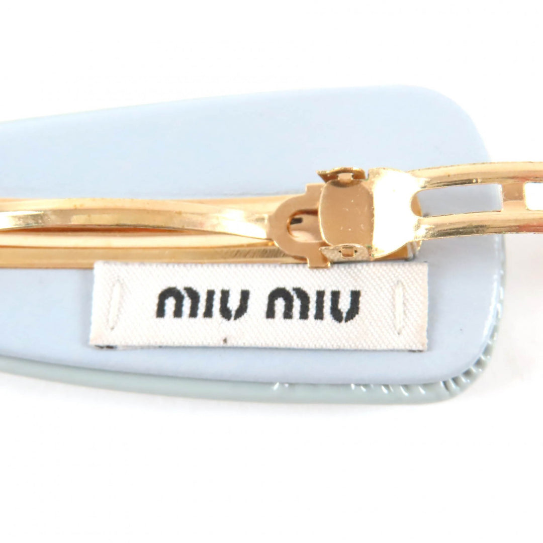 Great Miu Miu Valletta patent leather hair clip With Metal Logo Women 5IF092
