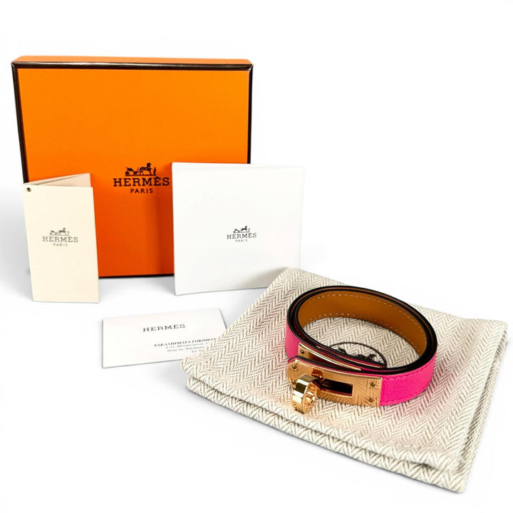 Pristine HERMES bracelet Kelly DeBultour pink Shave Women