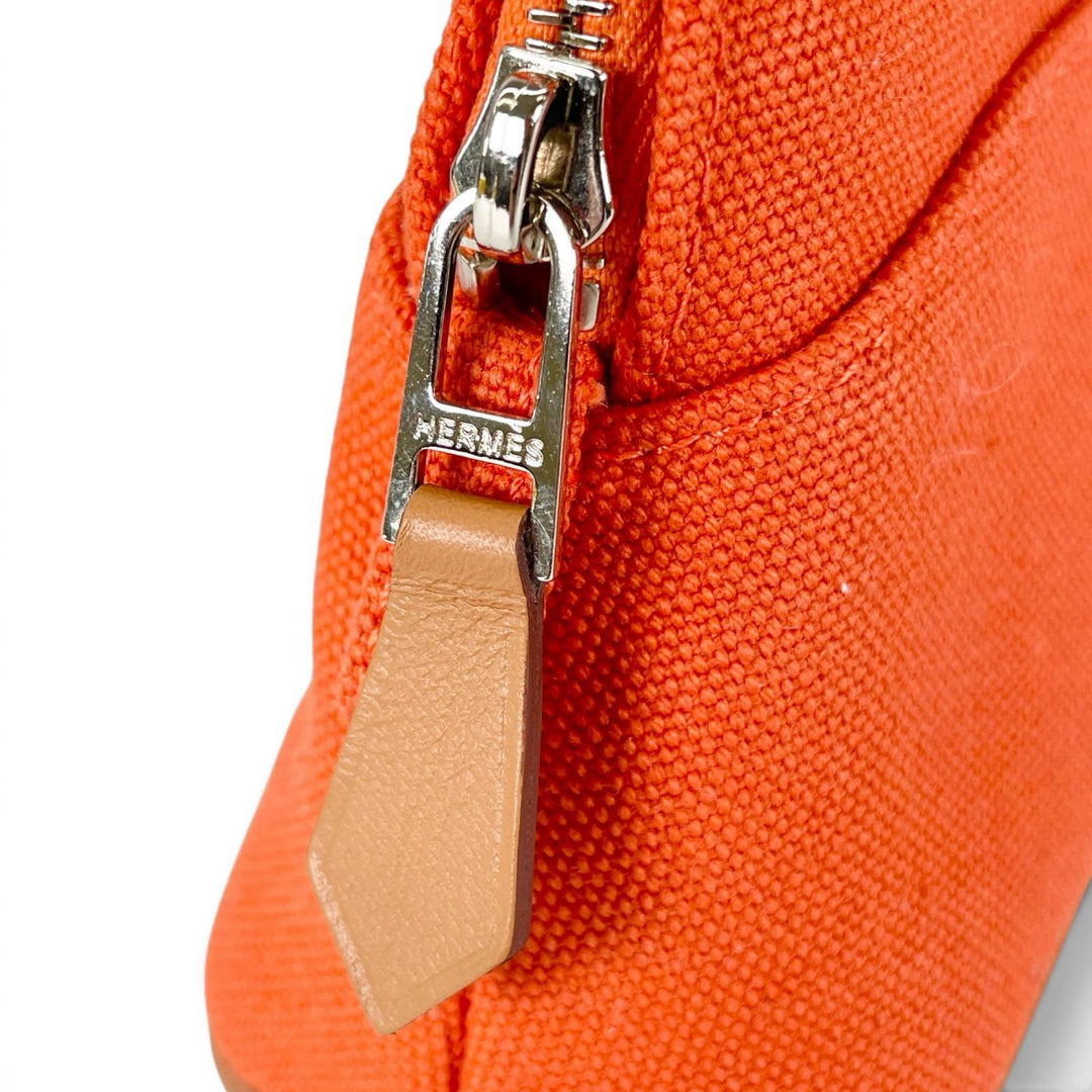 Excellent HERMES Pouch Bolide Pouch Mini Toile H Cosmetics Orange Women
