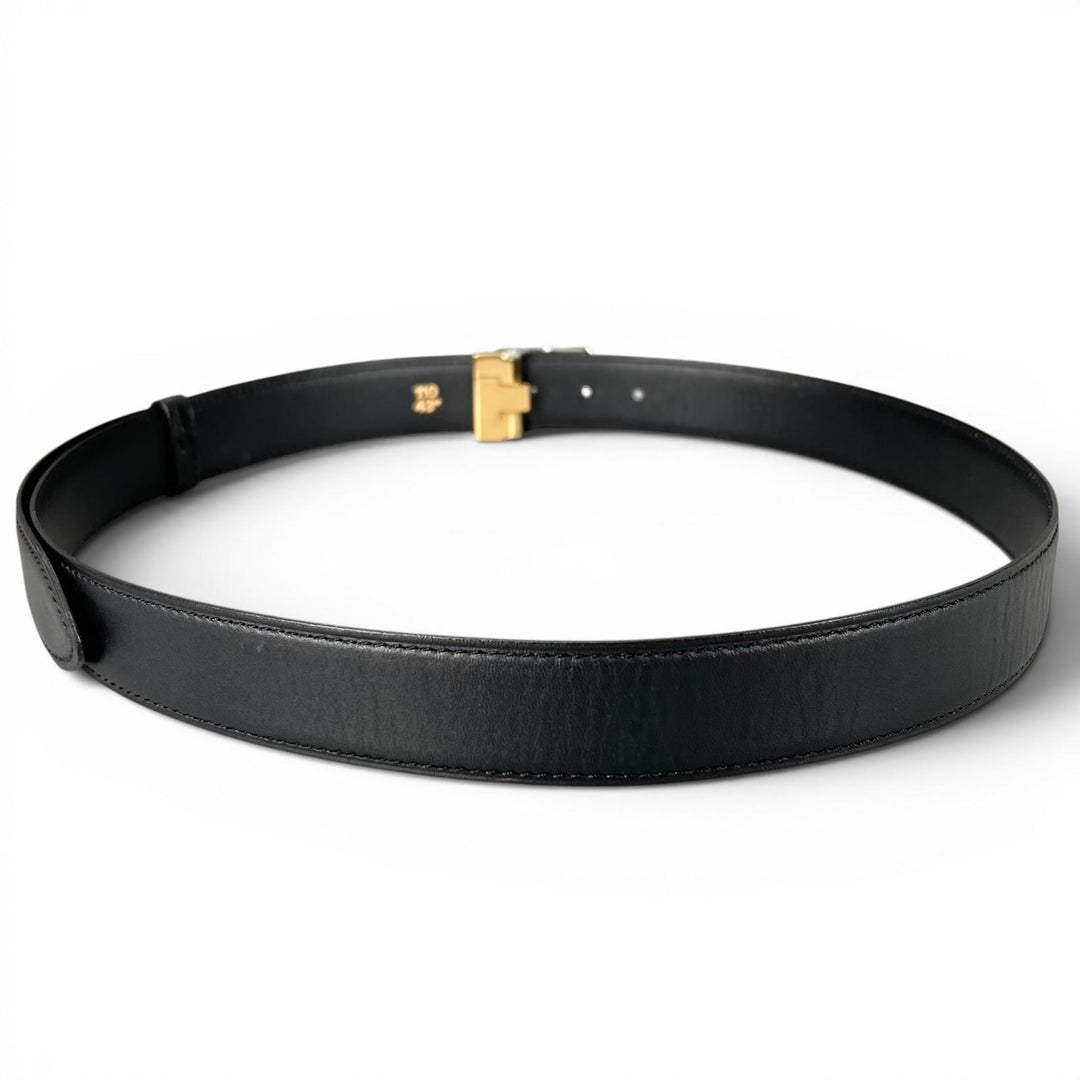 Excellent Cartier belt Must de Cartier Santos Logo buckle black leather mens