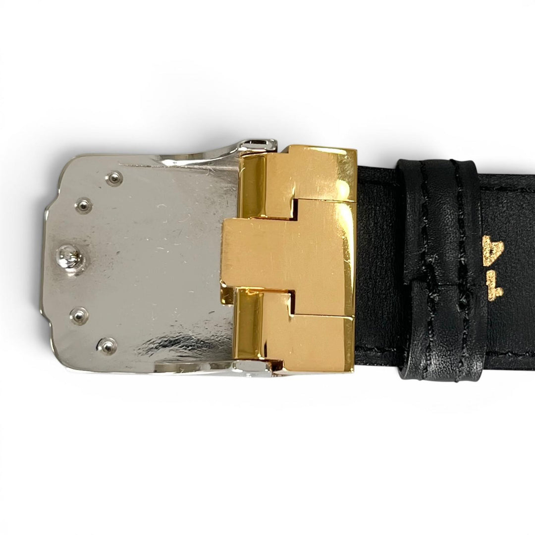 Excellent Cartier belt Must de Cartier Santos Logo buckle black leather mens