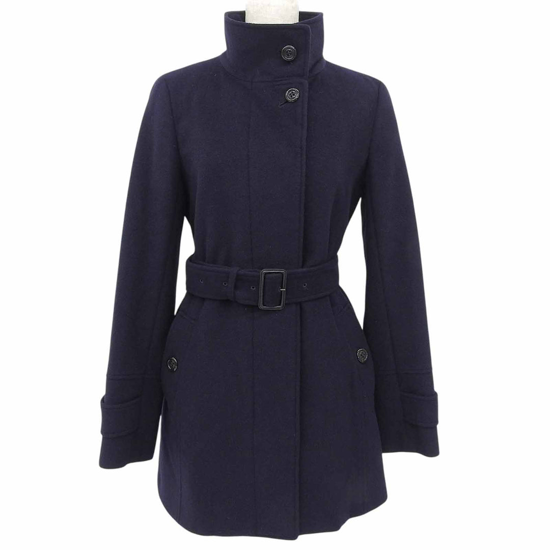 Great BURBERRY LONDON coat Stand collar Navy Angola Women 40