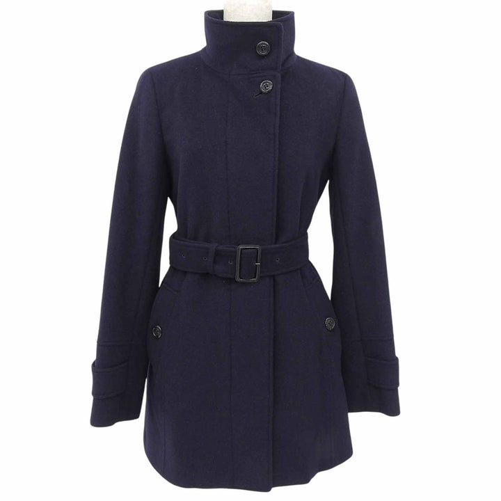 Great BURBERRY LONDON coat Stand collar Navy Angola Women 40