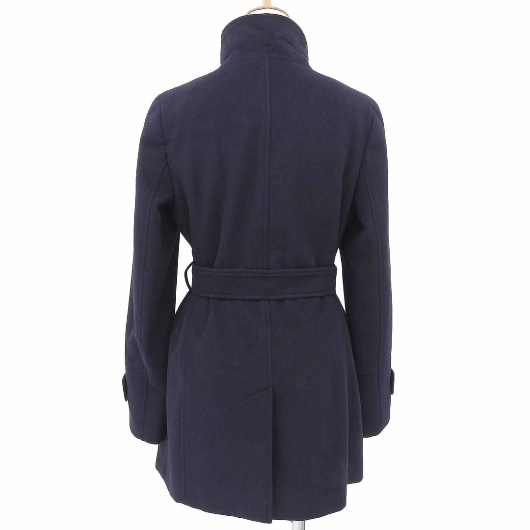 Great BURBERRY LONDON coat Stand collar Navy Angola Women 40