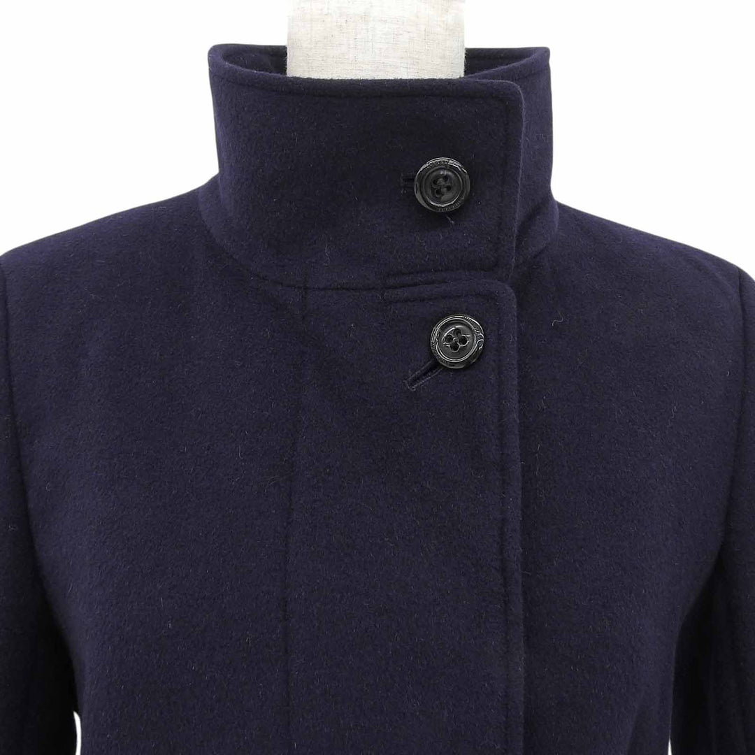 Great BURBERRY LONDON coat Stand collar Navy Angola Women 40