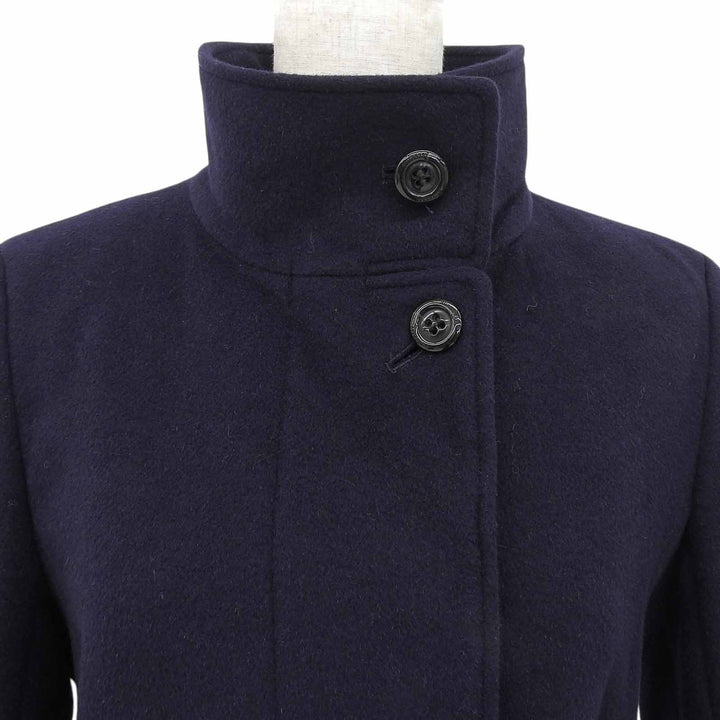 Great BURBERRY LONDON coat Stand collar Navy Angola Women 40