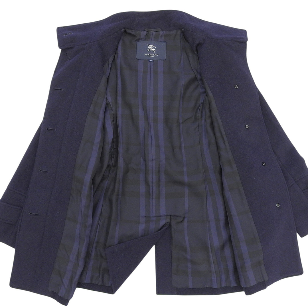 Great BURBERRY LONDON coat Stand collar Navy Angola Women 40