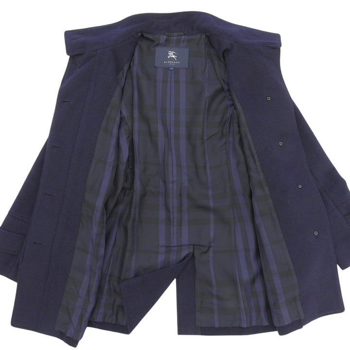 Great BURBERRY LONDON coat Stand collar Navy Angola Women 40
