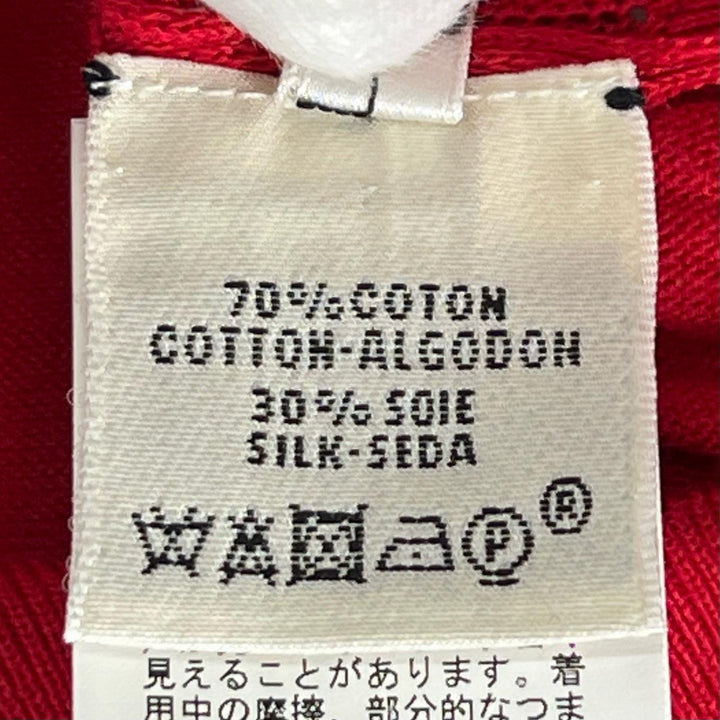 Excellent HERMES cardigan Silk blend crew neck short-sleeved shirt Red cotton