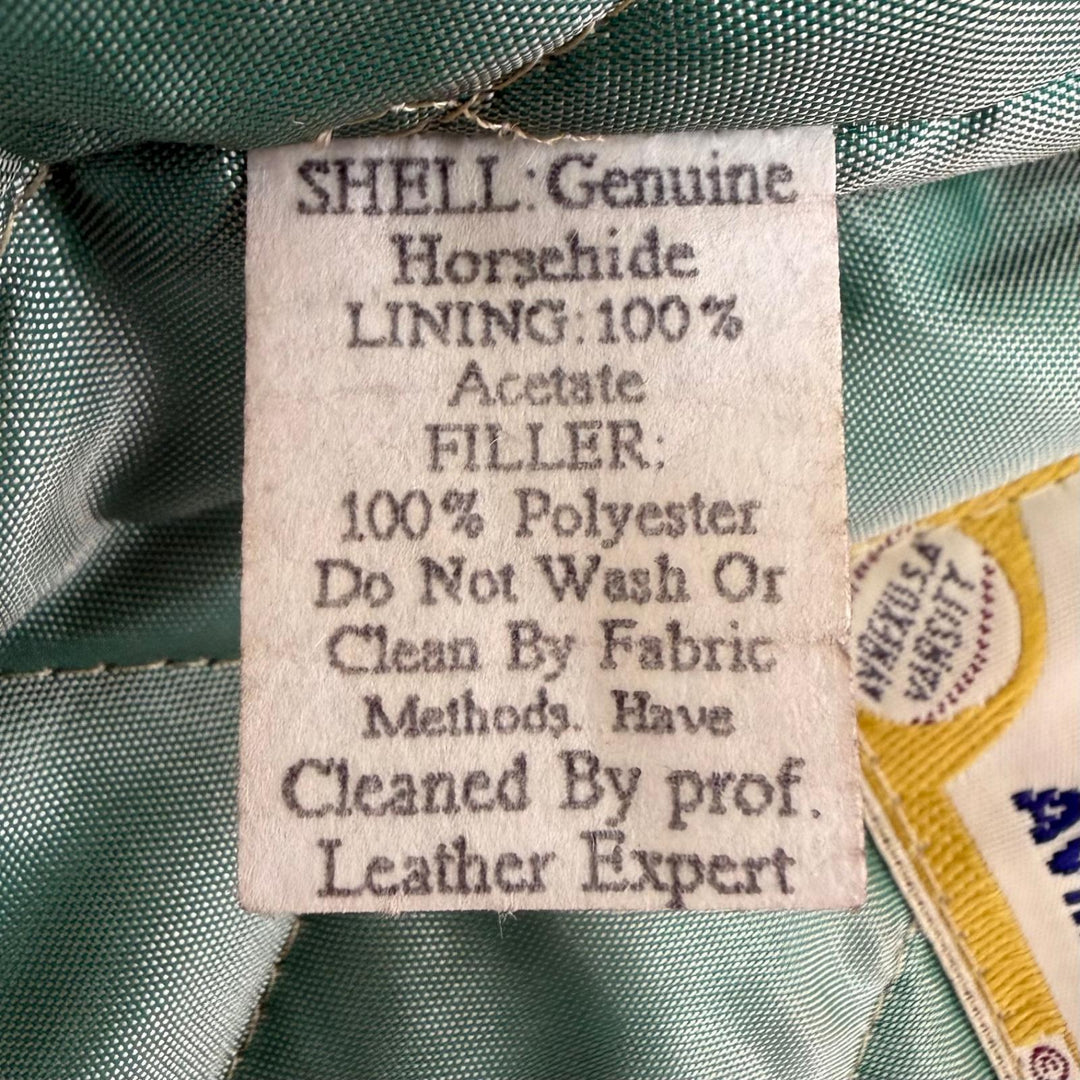 Discounted Very Good AVIREX Stajan Padded zip-up varsity jacket green Horsehide mens S