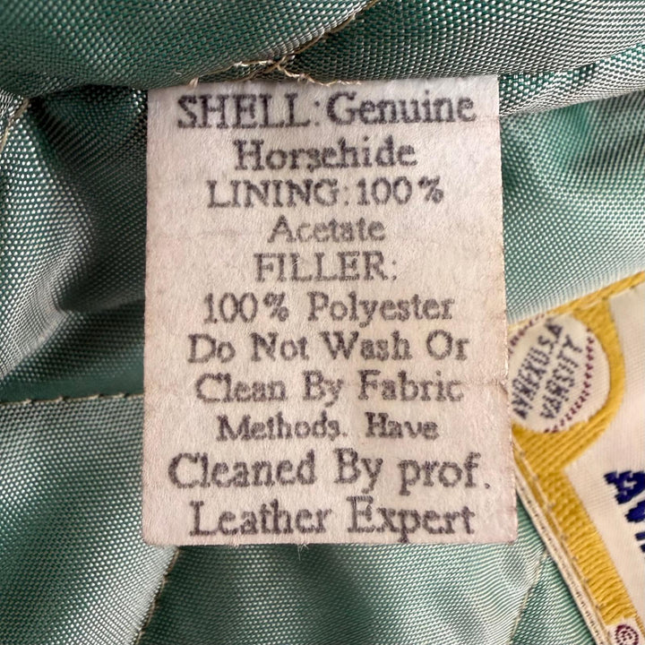 Discounted Very Good AVIREX Stajan Padded zip-up varsity jacket green Horsehide mens S