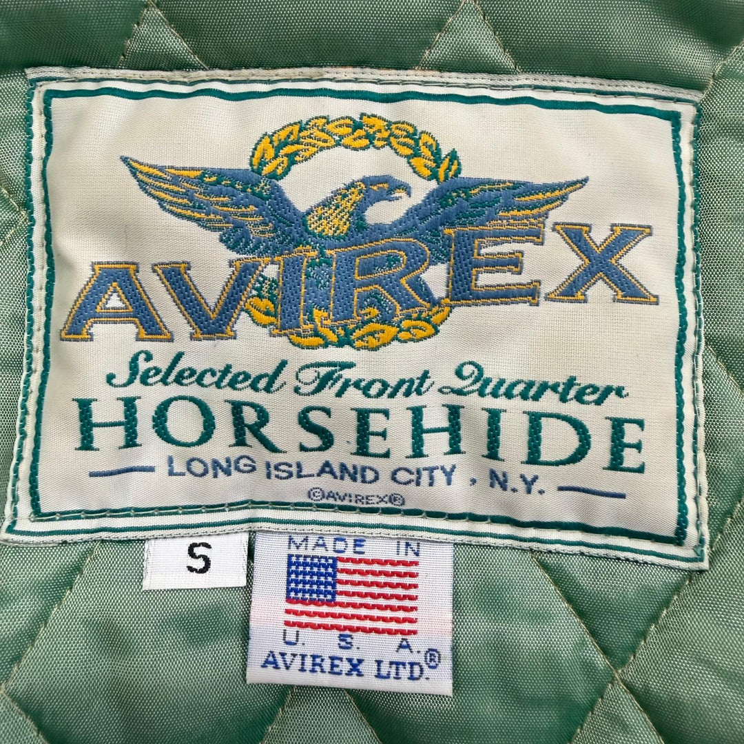 Discounted Very Good AVIREX Stajan Padded zip-up varsity jacket green Horsehide mens S