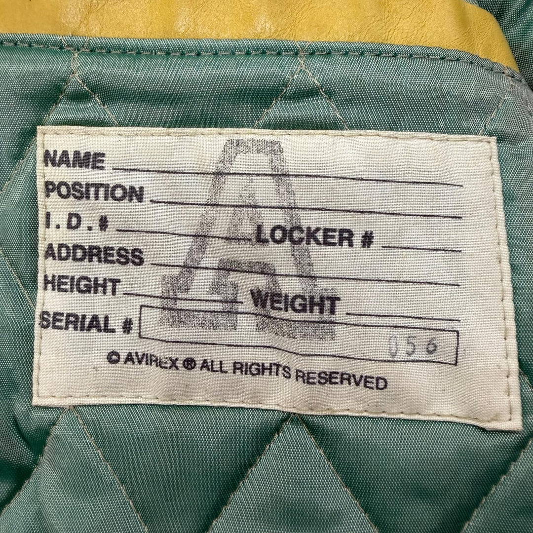 Discounted Very Good AVIREX Stajan Padded zip-up varsity jacket green Horsehide mens S