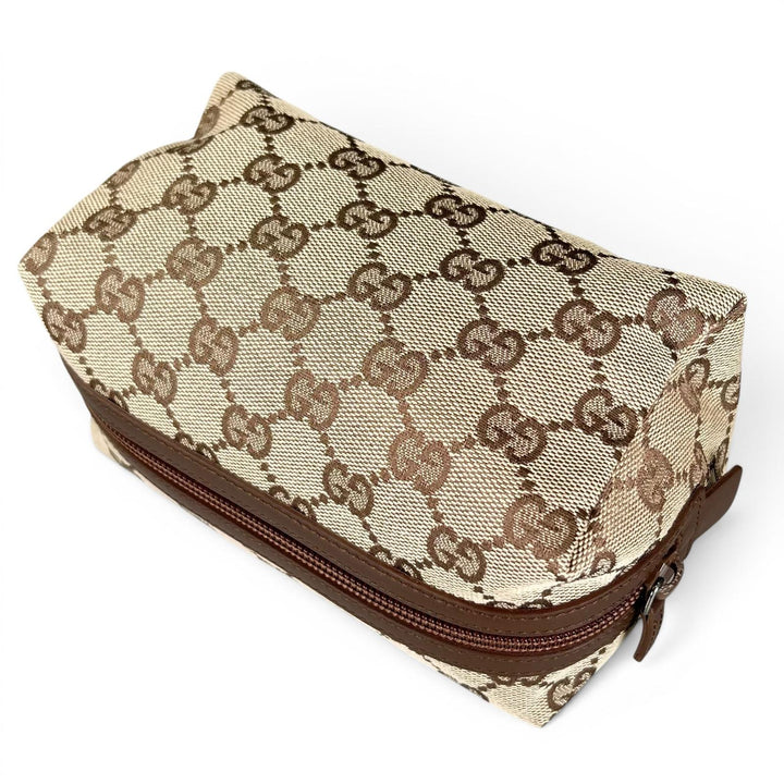 Pristine GUCCI Cosmetics Pouch GG pattern cosmetic pouch beige GG canvas Women