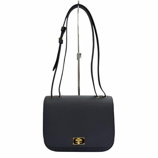 Excellent michino PARIS Shoulder Bag Elysee Flap bag Navy Calf leather B139