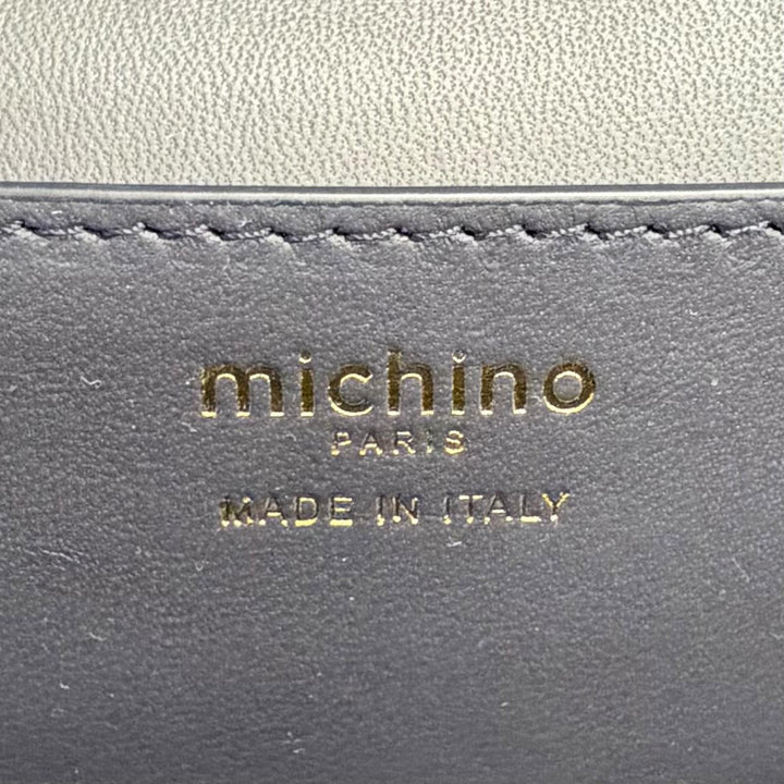 Excellent michino PARIS Shoulder Bag Elysee Flap bag Navy Calf leather B139