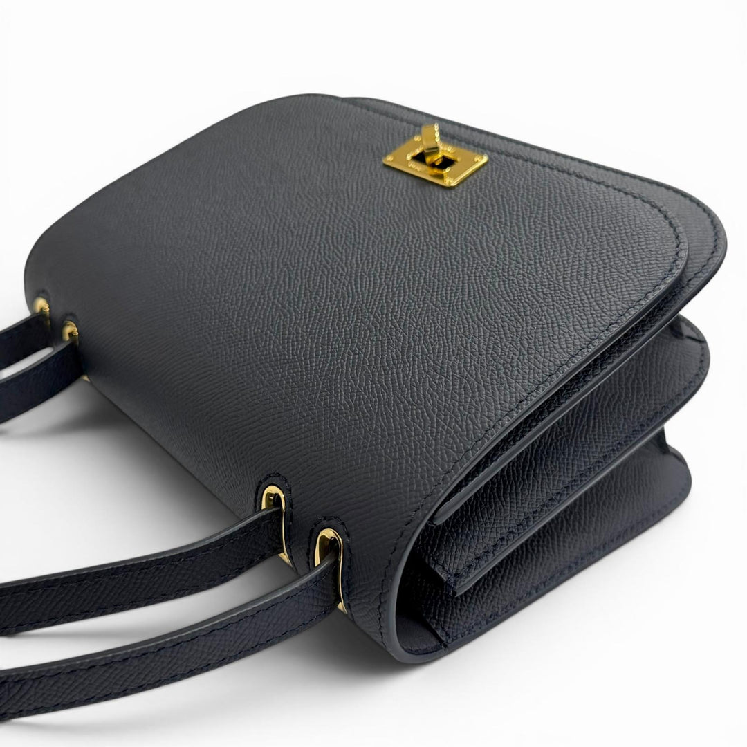 Excellent michino PARIS Shoulder Bag Elysee Flap bag Navy Calf leather B139