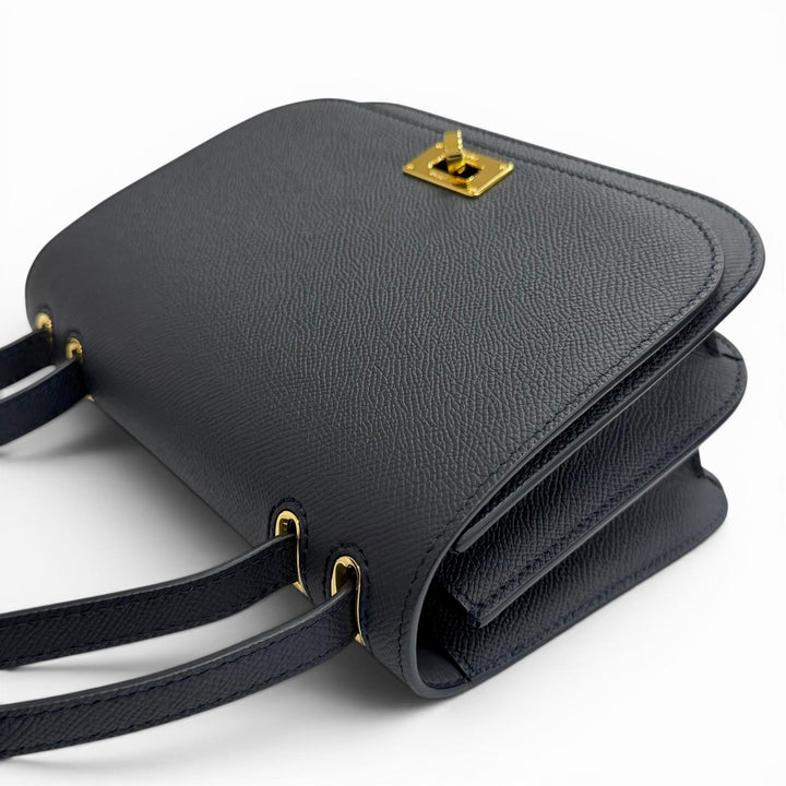 Excellent michino PARIS Shoulder Bag Elysee Flap bag Navy Calf leather B139
