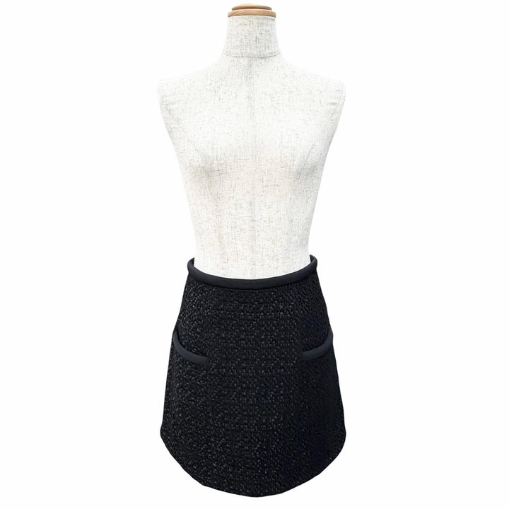 Excellent LOUIS VUITTON Mini skirt Monogram zip-top tweed black wool Women 36