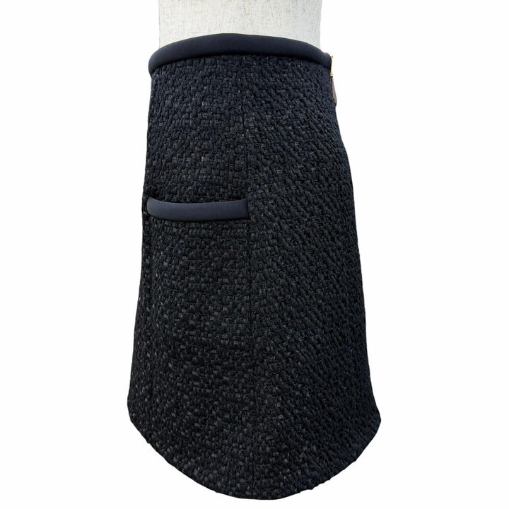 Excellent LOUIS VUITTON Mini skirt Monogram zip-top tweed black wool Women 36