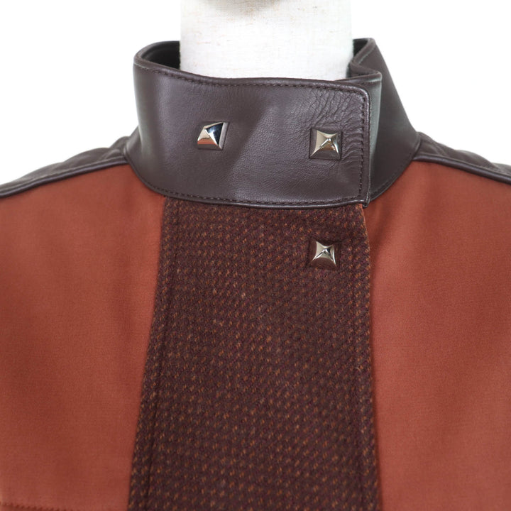 Excellent HERMES coat Runway wear, Medor buttons, belt, panel padding. Brown 38