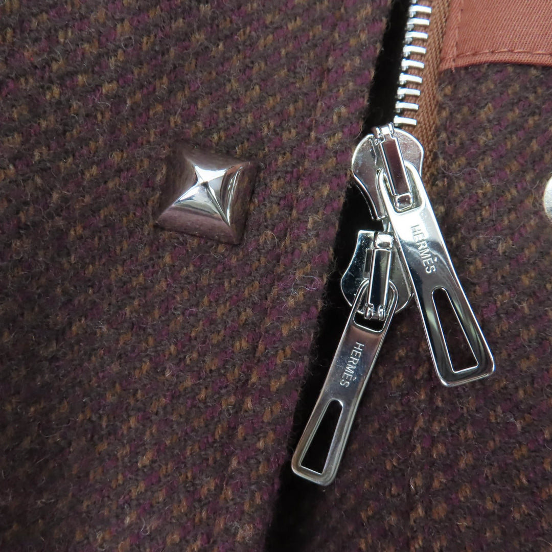 Excellent HERMES coat Runway wear, Medor buttons, belt, panel padding. Brown 38