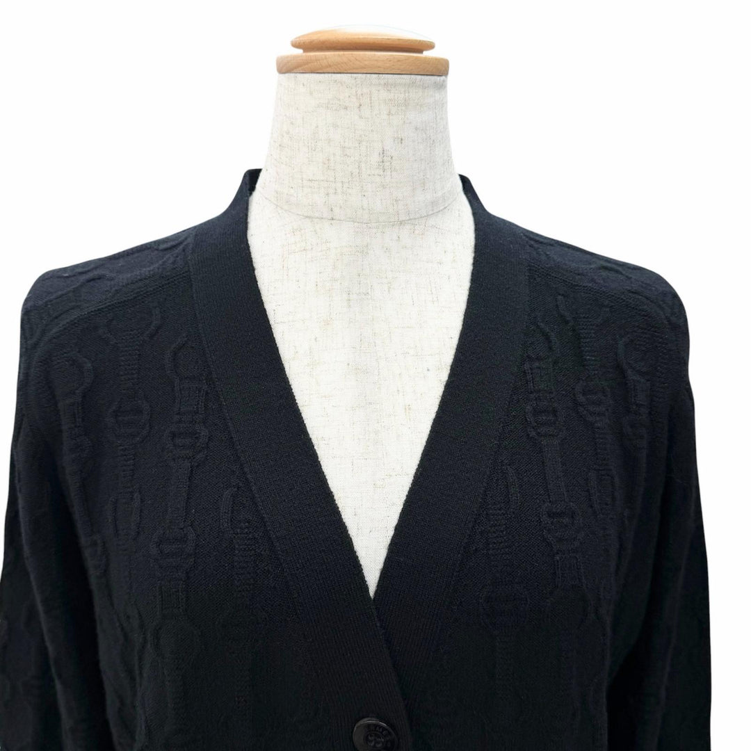 Great HERMES cardigan Chaine d'Ancre pattern knit, Sellier button cashmere 36