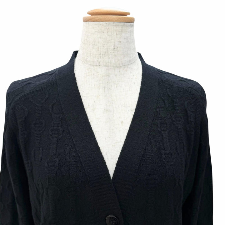 Great HERMES cardigan Chaine d'Ancre pattern knit, Sellier button cashmere 36